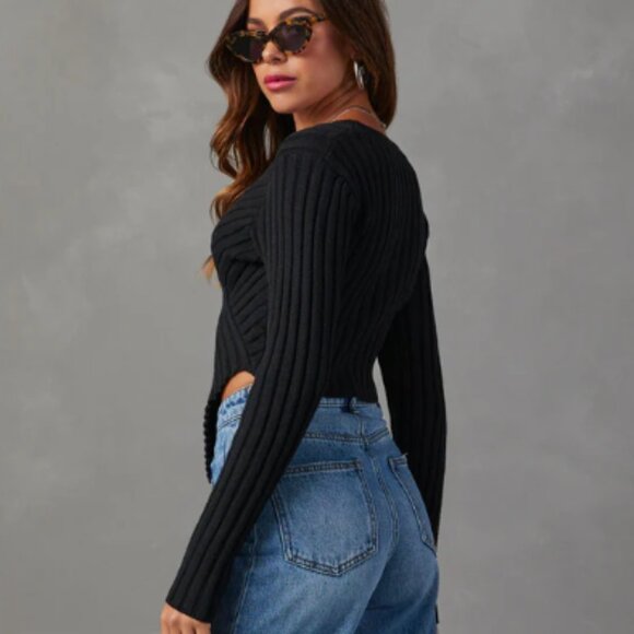 VICI Marcia Cropped Sweater Black SZ S - Picture 4 of 4